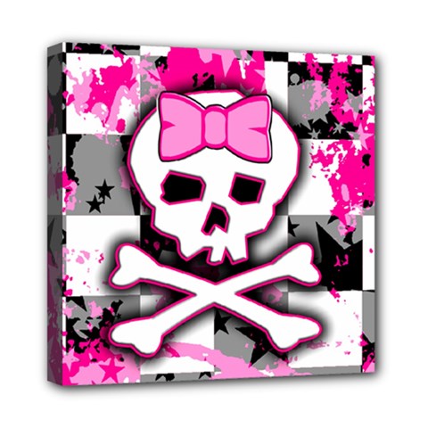 Pink Skull Scene Girl Mini Canvas 8  x 8  (Stretched) from ArtsNow.com