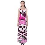Pink Skull Scene Girl Empire Waist Maxi Dress