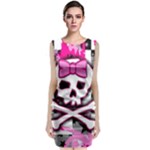 Pink Skull Scene Girl Sleeveless Velvet Midi Dress