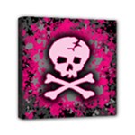 Pink Skull Star Splatter Mini Canvas 6  x 6  (Stretched)