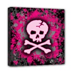 Pink Skull Star Splatter Mini Canvas 8  x 8  (Stretched)