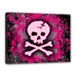 Pink Skull Star Splatter Canvas 16  x 12  (Stretched)