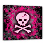 Pink Skull Star Splatter Canvas 24  x 20  (Stretched)