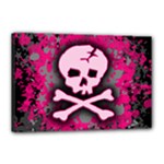 Pink Skull Star Splatter Canvas 18  x 12  (Stretched)