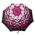 Pink Skull Star Splatter Folding Umbrella