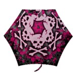 Pink Skull Star Splatter Mini Folding Umbrella