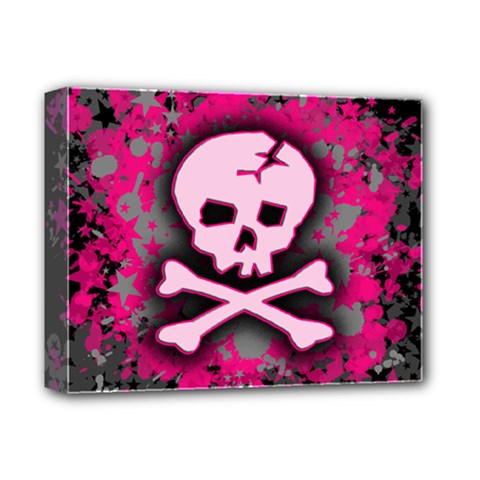 Pink Skull Star Splatter Deluxe Canvas 14  x 11  (Stretched) from ArtsNow.com
