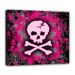 Pink Skull Star Splatter Deluxe Canvas 24  x 20  (Stretched)