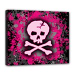 Pink Skull Star Splatter Deluxe Canvas 24  x 20  (Stretched)