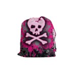 Pink Skull Star Splatter Drawstring Pouch (Medium)