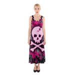 Pink Skull Star Splatter Sleeveless Maxi Dress