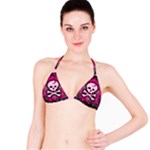 Pink Skull Star Splatter Bikini Top