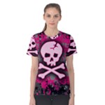 Pink Skull Star Splatter Women s Cotton Tee