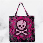 Pink Skull Star Splatter Grocery Tote Bag