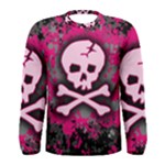 Pink Skull Star Splatter Men s Long Sleeve Tee