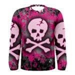 Pink Skull Star Splatter Men s Long Sleeve Tee