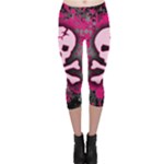 Pink Skull Star Splatter Capri Leggings 