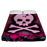 Pink Skull Star Splatter Fitted Sheet (Queen Size)