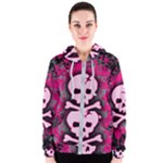 Pink Skull Star Splatter Women s Zipper Hoodie