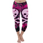 Pink Skull Star Splatter Capri Winter Leggings 