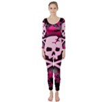 Pink Skull Star Splatter Long Sleeve Catsuit