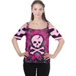 Pink Skull Star Splatter Cutout Shoulder Tee