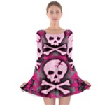 Pink Skull Star Splatter Long Sleeve Skater Dress