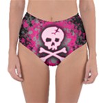 Pink Skull Star Splatter Reversible High-Waist Bikini Bottoms