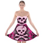 Pink Skull Star Splatter Strapless Bra Top Dress