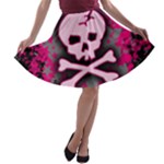 Pink Skull Star Splatter A-line Skater Skirt