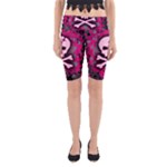 Pink Skull Star Splatter Yoga Cropped Leggings