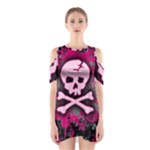 Pink Skull Star Splatter Shoulder Cutout One Piece Dress