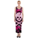 Pink Skull Star Splatter Fitted Maxi Dress