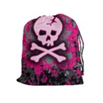 Pink Skull Star Splatter Drawstring Pouch (XL)