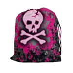 Pink Skull Star Splatter Drawstring Pouch (XXL)