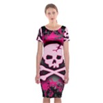 Pink Skull Star Splatter Classic Short Sleeve Midi Dress