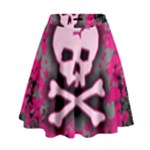 Pink Skull Star Splatter High Waist Skirt