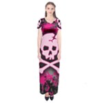 Pink Skull Star Splatter Short Sleeve Maxi Dress