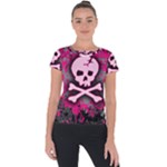 Pink Skull Star Splatter Short Sleeve Sports Top 