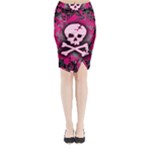 Pink Skull Star Splatter Midi Wrap Pencil Skirt