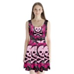 Pink Skull Star Splatter Split Back Mini Dress 