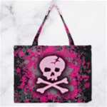 Pink Skull Star Splatter Medium Tote Bag