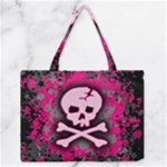 Pink Skull Star Splatter Zipper Medium Tote Bag