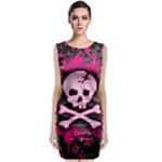 Pink Skull Star Splatter Sleeveless Velvet Midi Dress