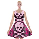 Pink Skull Star Splatter Velvet Skater Dress