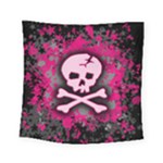 Pink Skull Star Splatter Square Tapestry (Small)