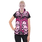 Pink Skull Star Splatter Women s Button Up Vest