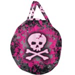 Pink Skull Star Splatter Giant Round Zipper Tote