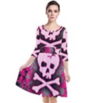 Pink Skull Star Splatter Quarter Sleeve Waist Band Dress