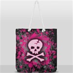 Pink Skull Star Splatter Full Print Rope Handle Tote (Large)